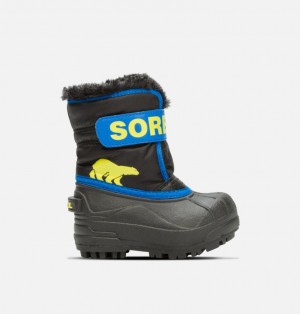 Buty Zimowe Dziecięce Sorel Snow Commander Czarne Niebieskie | Polska-0853MDYFT