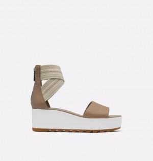 Sandały na Koturnie Damskie Sorel Cameron Platform Ankle Strap Szare Brązowe | Polska-9537RQBTC