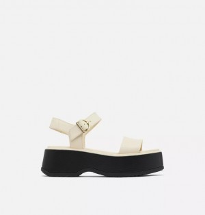 Sandały na Platformie Damskie Sorel Dayspring Ankle Strap Kremowe Czarne | Polska-4728SXUGO