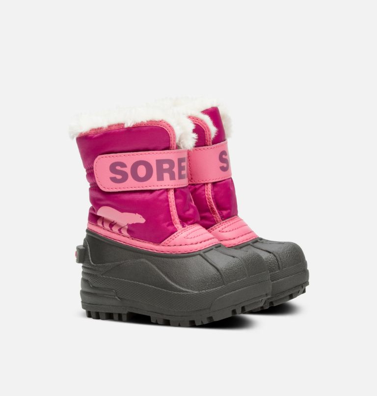 Buty Zimowe Dziecięce Sorel Snow Commander Różowe Czarne | Polska-8603IKPRF