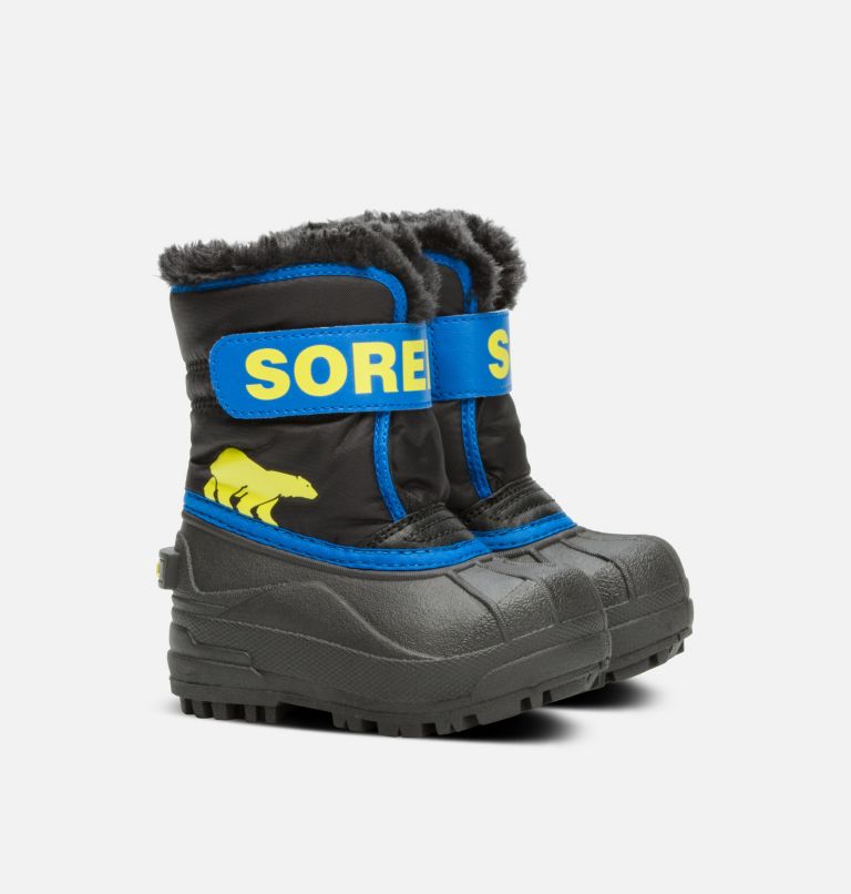 Buty Zimowe Dziecięce Sorel Snow Commander Czarne Niebieskie | Polska-0853MDYFT