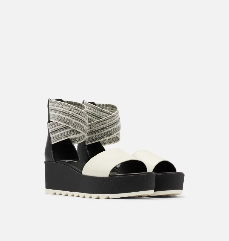 Sandały na Koturnie Damskie Sorel Cameron Platform Ankle Strap Kremowe Czarne | Polska-0185RBTXK